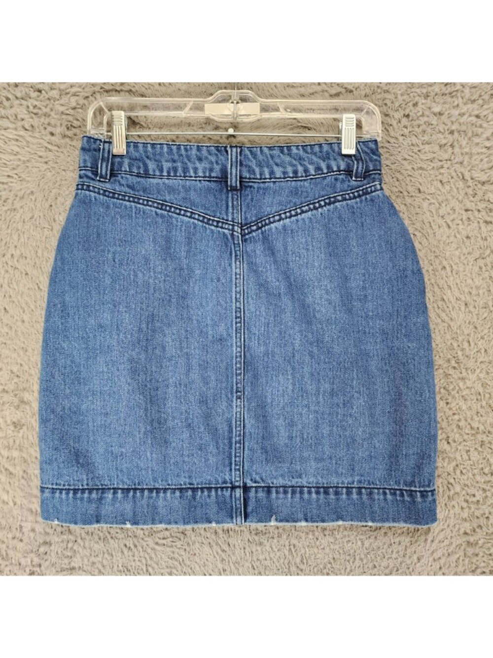 H&M Skirt Womens 8 Blue Cotton Denim Button Jean Mini - Picture 4 of 8